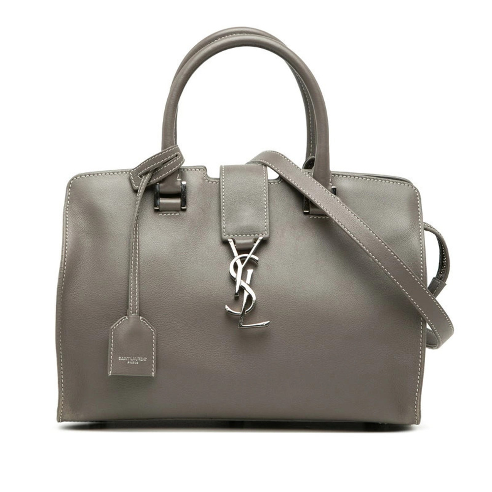 Saint Laurent YSL Baby Cabas 2way Shoulder Bag gray leather